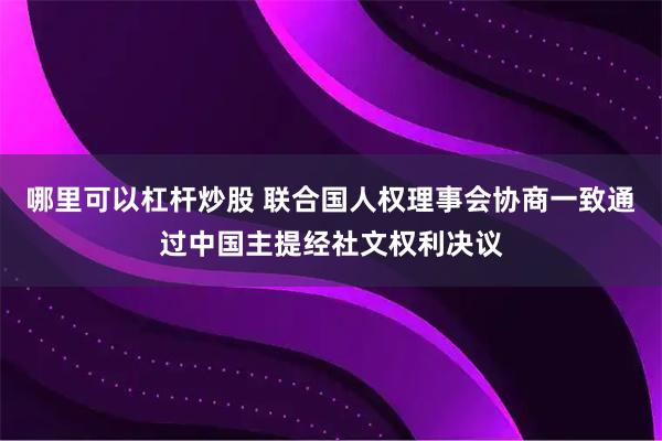 哪里可以杠杆炒股 联合国人权理事会协商一致通过中国主提经社文权利决议